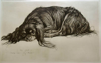 Richard M&uuml;ller (1874-1954),ein Exemplar erwarb 1985 Ronald Reagan, Liebhaber der
King-Charles Hunderasse,One copy of this etching in the collection of former President Ronald
Reagan