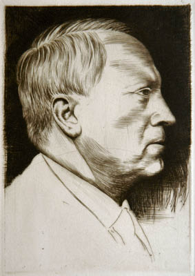 Richard M&uuml;ller (1874-1954),entstanden um 1920 zeigt dieses Selbstbildnis den
K&uuml;nstler im Profil,self-portait of the artist about 1920